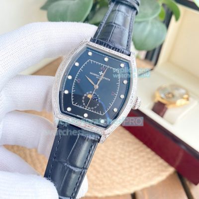 Hot Sale Replica Longines Watch Black Dial Black Leather Strap Men's Watch 42mm